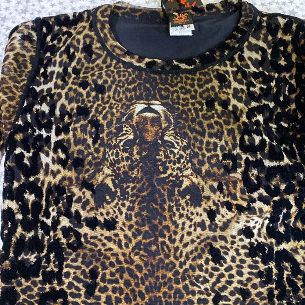 Jean Paul Gaultier Leopard-Print Long Sleeve Dress in Brown and Black - Picture 11 of 11